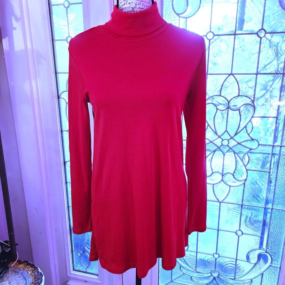 New with Tags J Jill Red Pima Turtleneck Tunic S